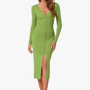 Cardigan Bodycon Long Sleeves Sweater Maxi Dress